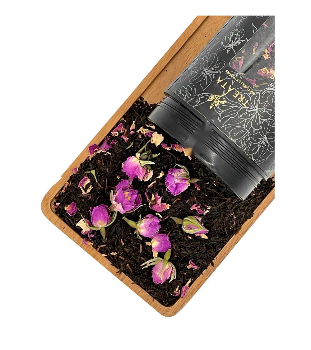 Thé noir aux roses séchés